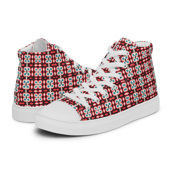 HA!LO Red Mosaic #292 Men’s Canvas High Top Sneakers