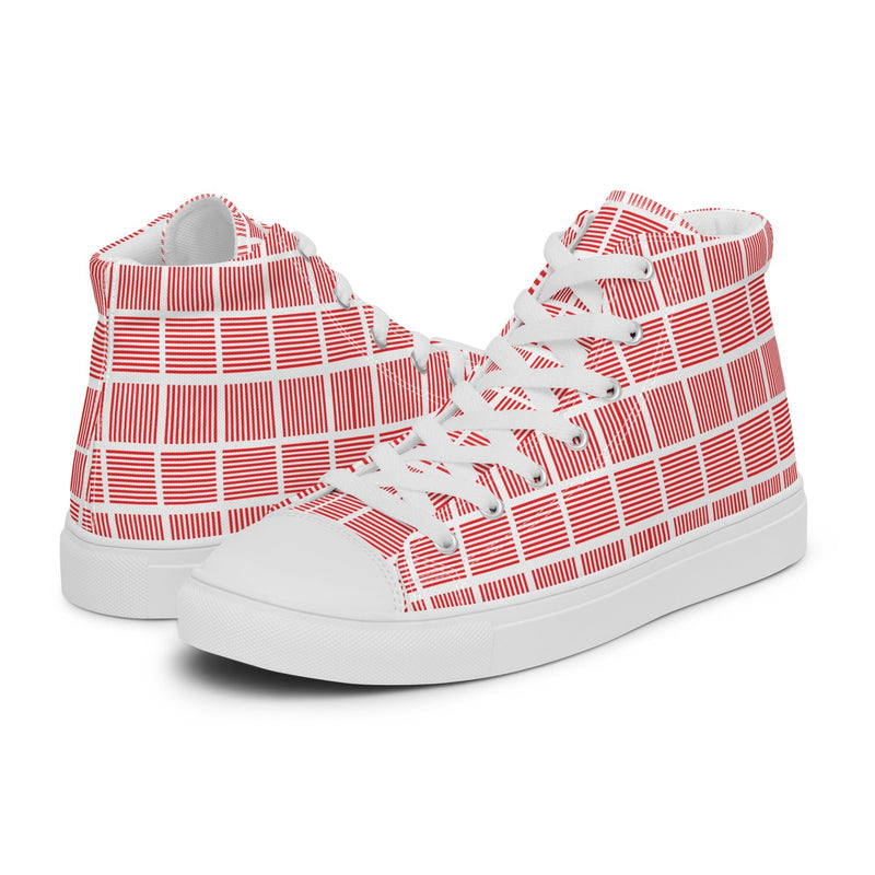Red Grid High Top #294 - Canvas High Top Sneakers | HA!LO