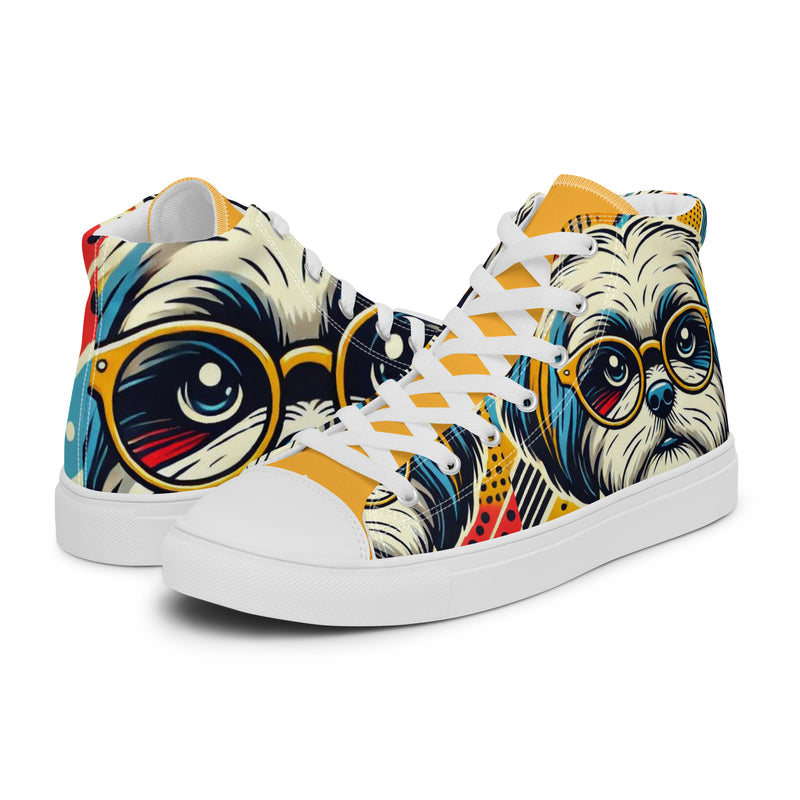 Pop Art Pup High Top #295 - Canvas High Top Sneakers | HA!LO