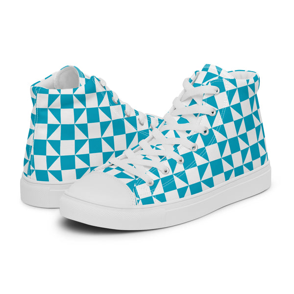 HA!LO Teal Diamond #296 Men’s Canvas High Top Sneakers
