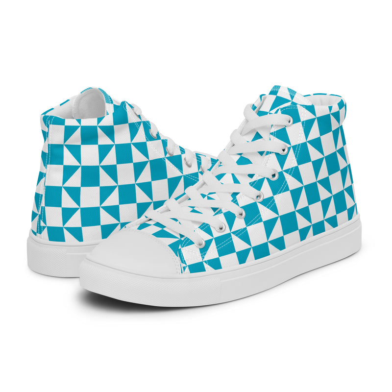 Teal Diamond High Top #296 - Canvas High Top Sneakers | HA!LO