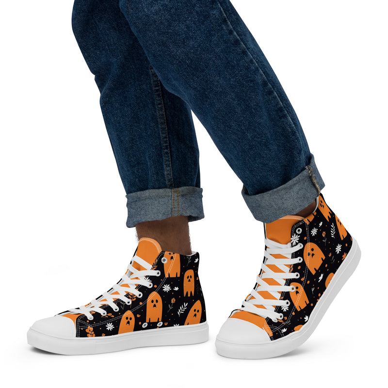 Cute Ghost High Top #327 - Top Down View | HA!LO Canvas Sneakers