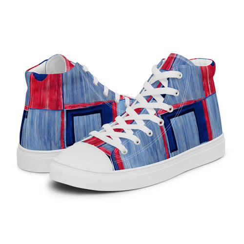 HA!LO Blue Patchwork #359 — Men's Canvas High Top