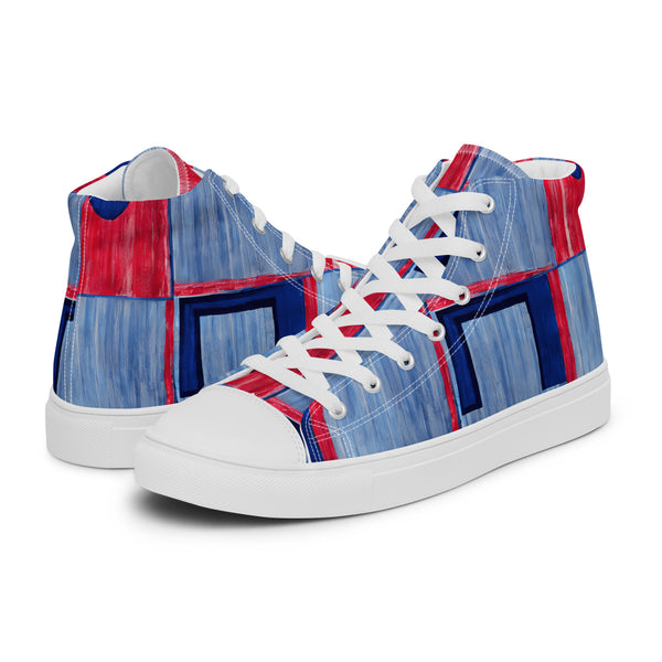 HA!LO Blue Patchwork #359 — Men's Canvas High Top