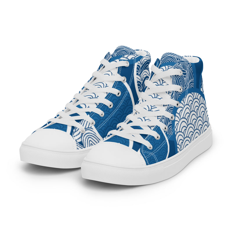 Japanese Wave High Top #2 - Back View | HA!LO Canvas Sneakers