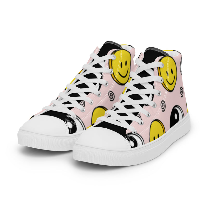 Smiley Yin Yang High Top #5 - Back View | HA!LO Canvas Sneakers