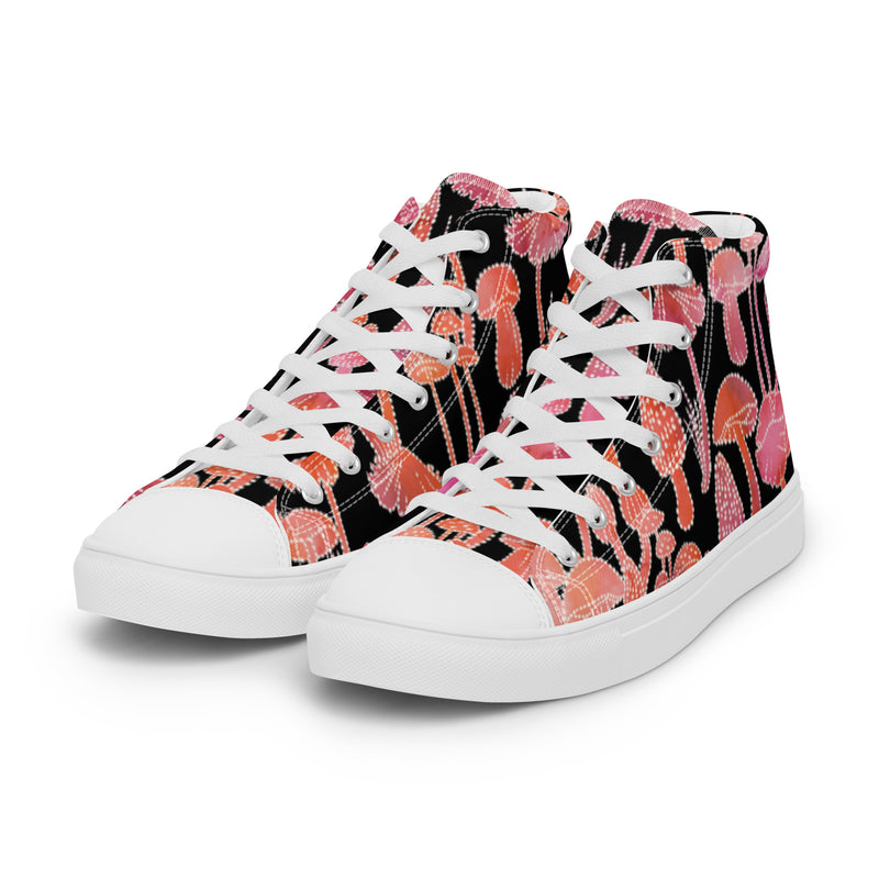 Coral Abstract High Top #17 - Back View | HA!LO Canvas Sneakers