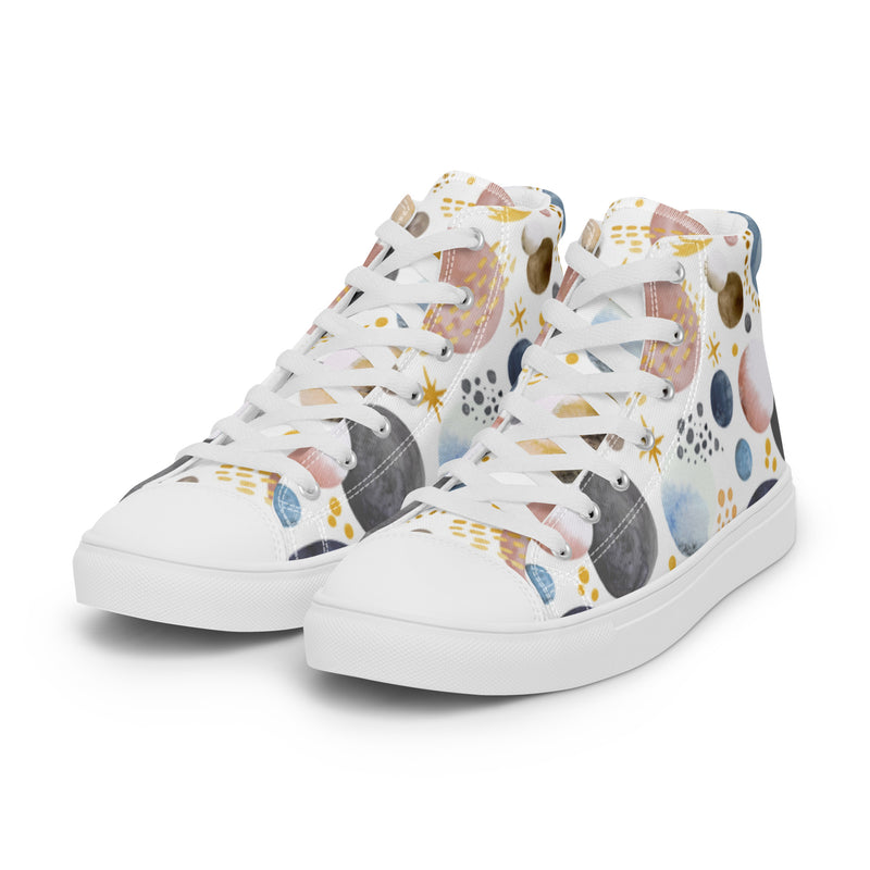 Cosmic Cream High Top #25 - Back View | HA!LO Canvas Sneakers