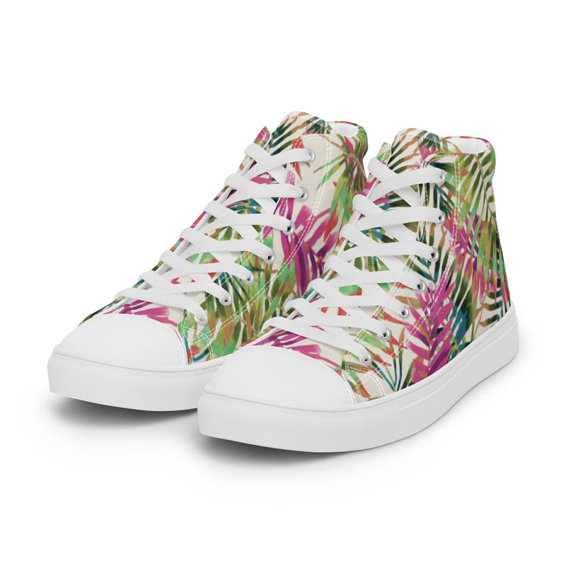 Tropical Leaf High Top #31 - Back View | HA!LO Canvas Sneakers