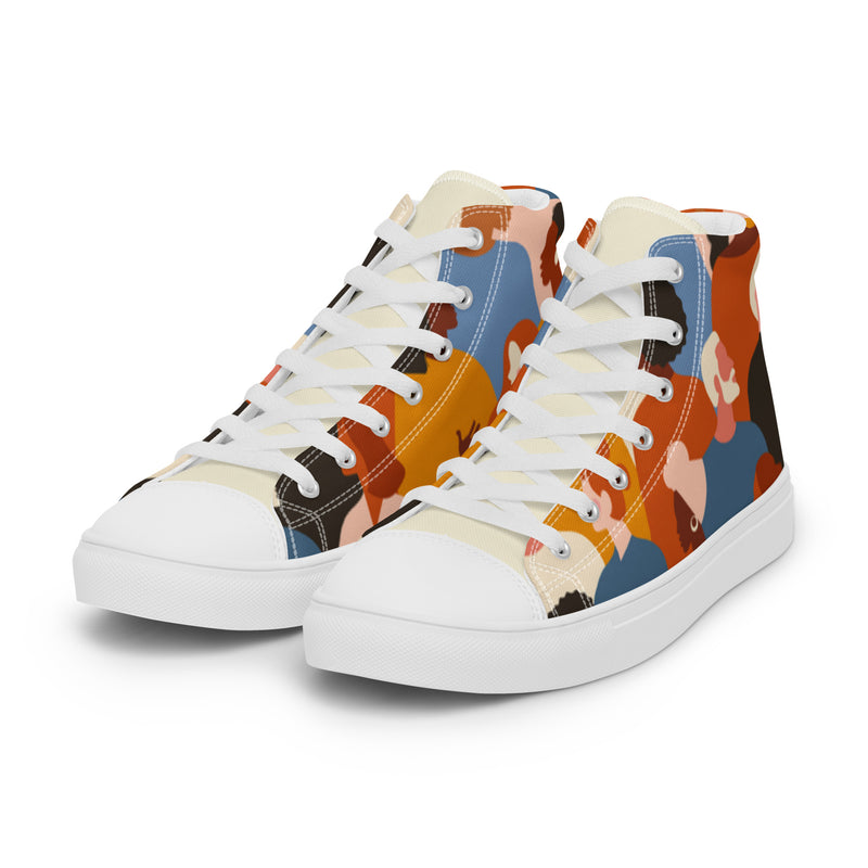 Abstract Faces High Top #32 - Back View | HA!LO Canvas Sneakers