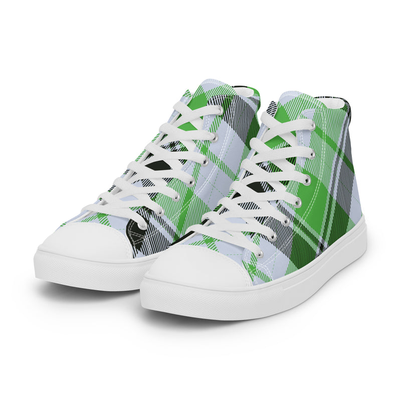 Green Plaid High Top #40 - Front View | HA!LO Canvas Sneakers