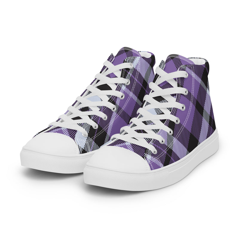 Purple Plaid High Top #41 - Front View | HA!LO Canvas Sneakers
