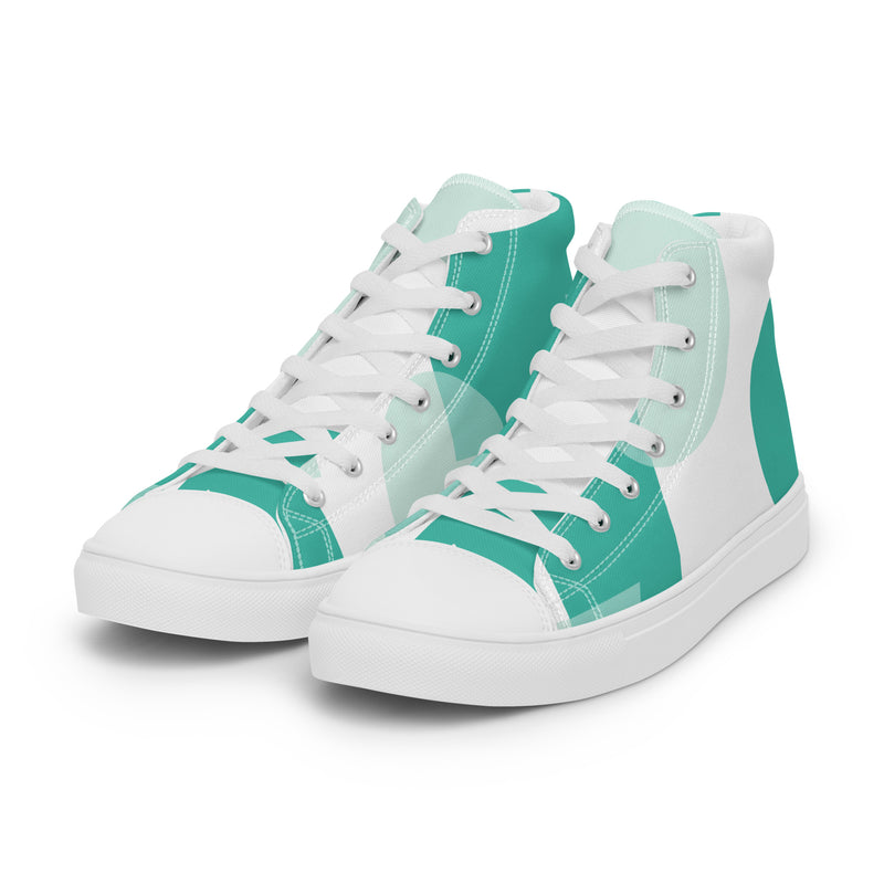 Mint Abstract High Top #42 - Back View | HA!LO Canvas Sneakers