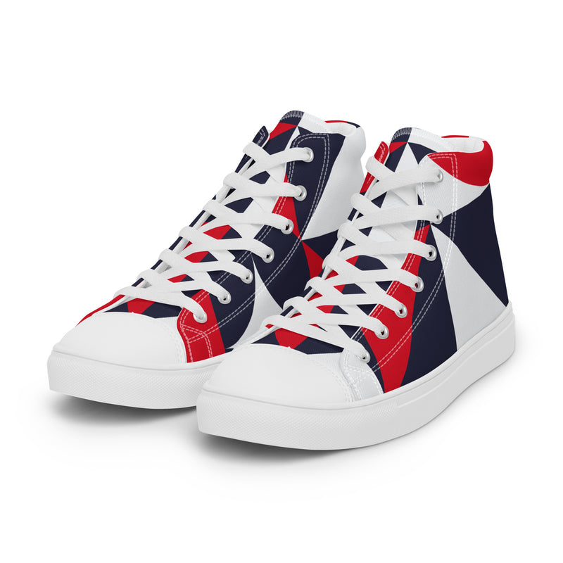 Geometric Navy High Top #45 - Back View | HA!LO Canvas Sneakers