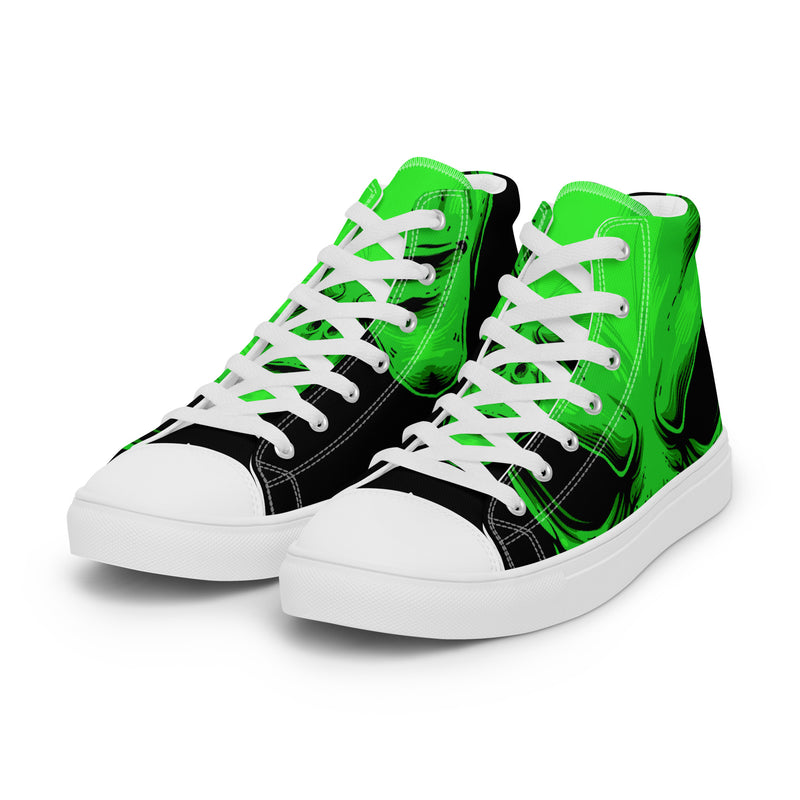 Neon Green Swirl High Top #54 - Back View | HA!LO Canvas Sneakers