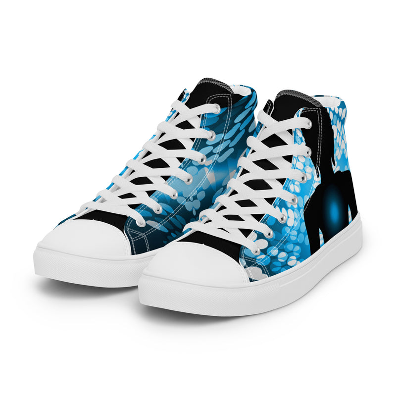 Blue Silhouette High Top #67 - Back View | HA!LO Canvas Sneakers