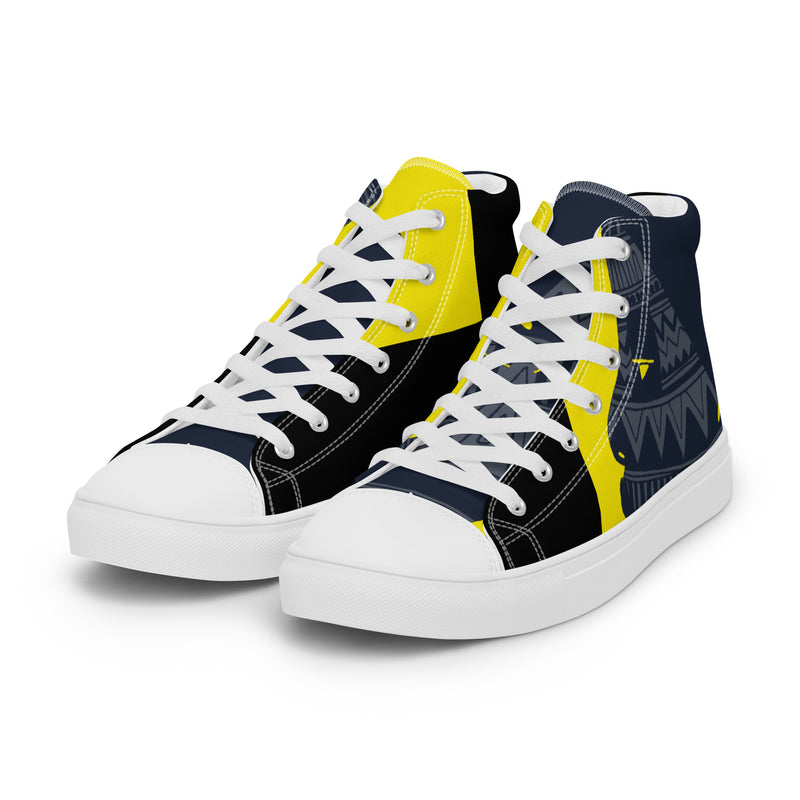 Tribal Navy High Top #73 - Back View | HA!LO Canvas Sneakers
