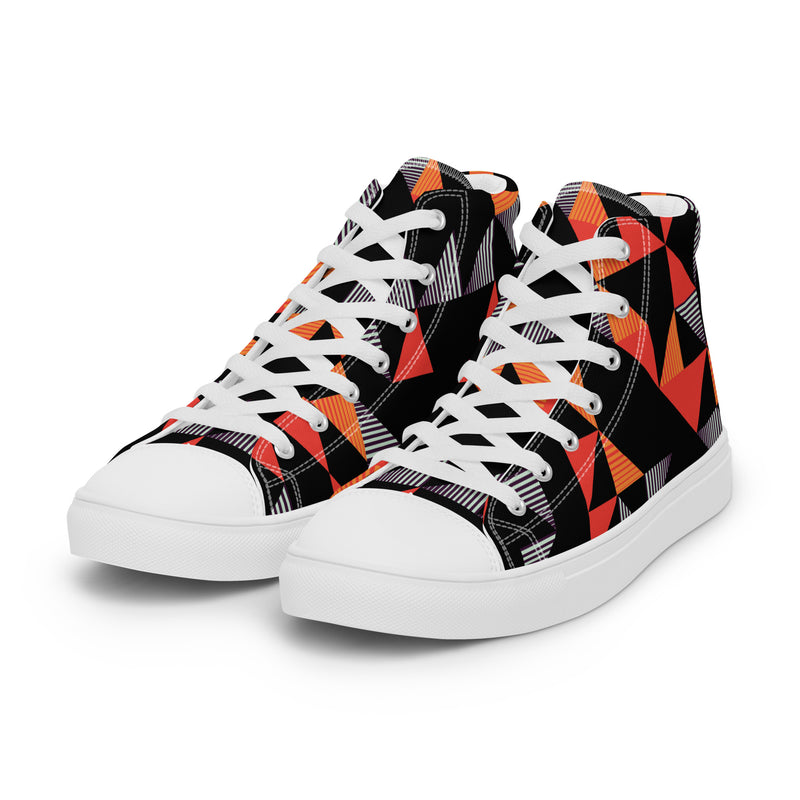 Red Triangle High Top #74 - Back View | HA!LO Canvas Sneakers