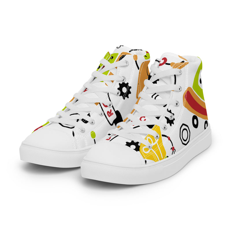 Emoji Doodle High Top #76 - Back View | HA!LO Canvas Sneakers