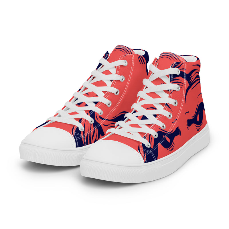 Red Pop Art High Top #80 - Back View | HA!LO Canvas Sneakers