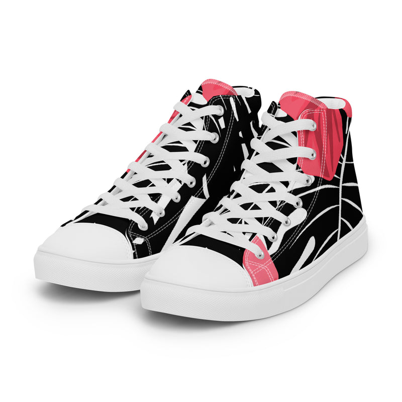 Pink Abstract High Top #85 - Back View | HA!LO Canvas Sneakers