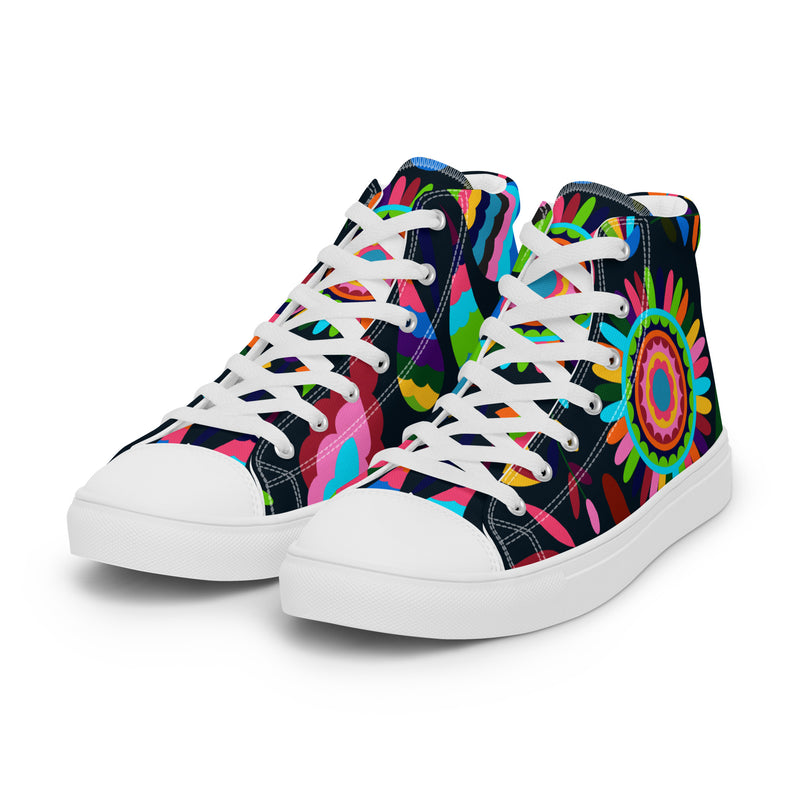 Neon Mandala High Top #92 - Back View | HA!LO Canvas Sneakers