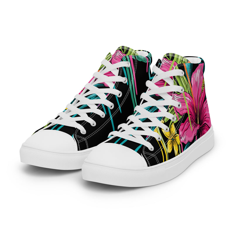 Tropical Bloom High Top #98 - Back View | HA!LO Canvas Sneakers