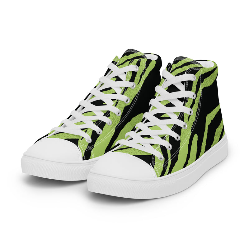 Lime Zebra High Top #100 - Back View | HA!LO Canvas Sneakers