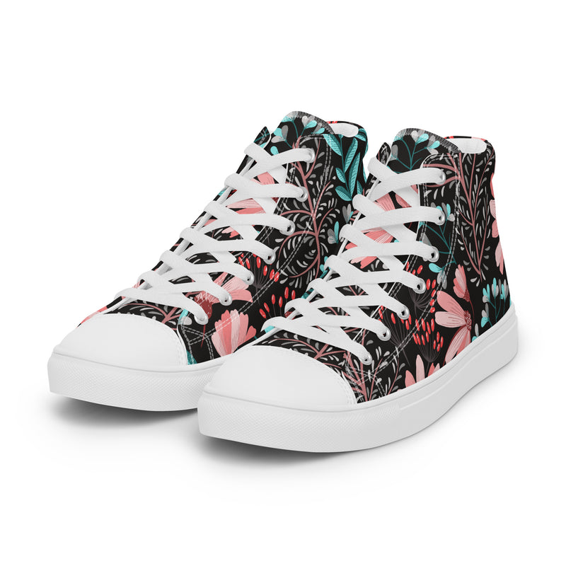 Dark Botanical High Top #110 - Back View | HA!LO Canvas Sneakers
