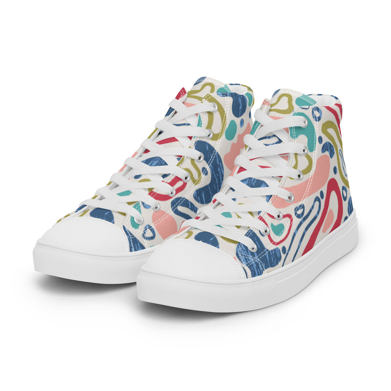Pastel Abstract High Top #115 - Back View | HA!LO Canvas Sneakers