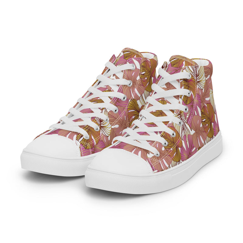 Tropical Flower High Top #117 - Back View | HA!LO Canvas Sneakers