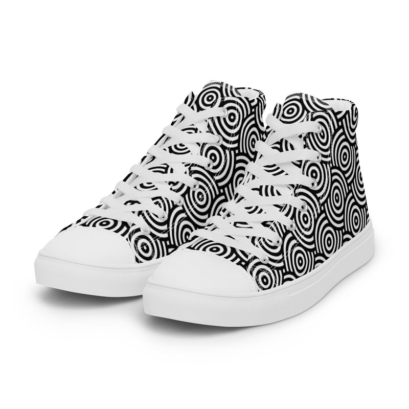 Hypnotic Circle High Top #120 - Back View | HA!LO Canvas Sneakers