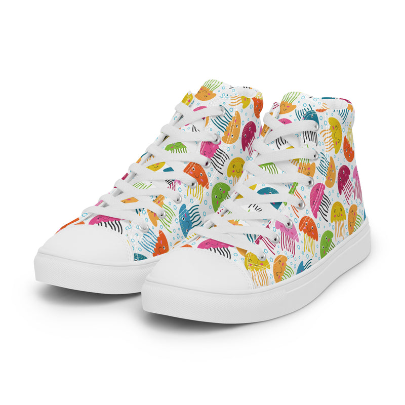 Jellyfish Fan High Top #126 - Back View | HA!LO Canvas Sneakers