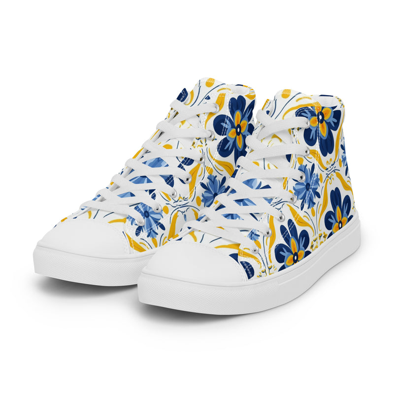 Folk Floral High Top #134 - Front View | HA!LO Canvas Sneakers