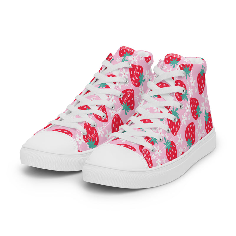 Strawberry High Top #136 - Back View | HA!LO Canvas Sneakers