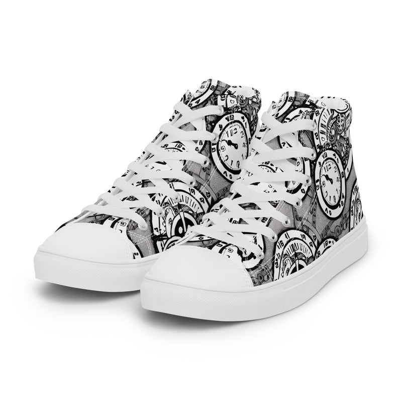 Steampunk Clock High Top #142 - Back View | HA!LO Canvas Sneakers