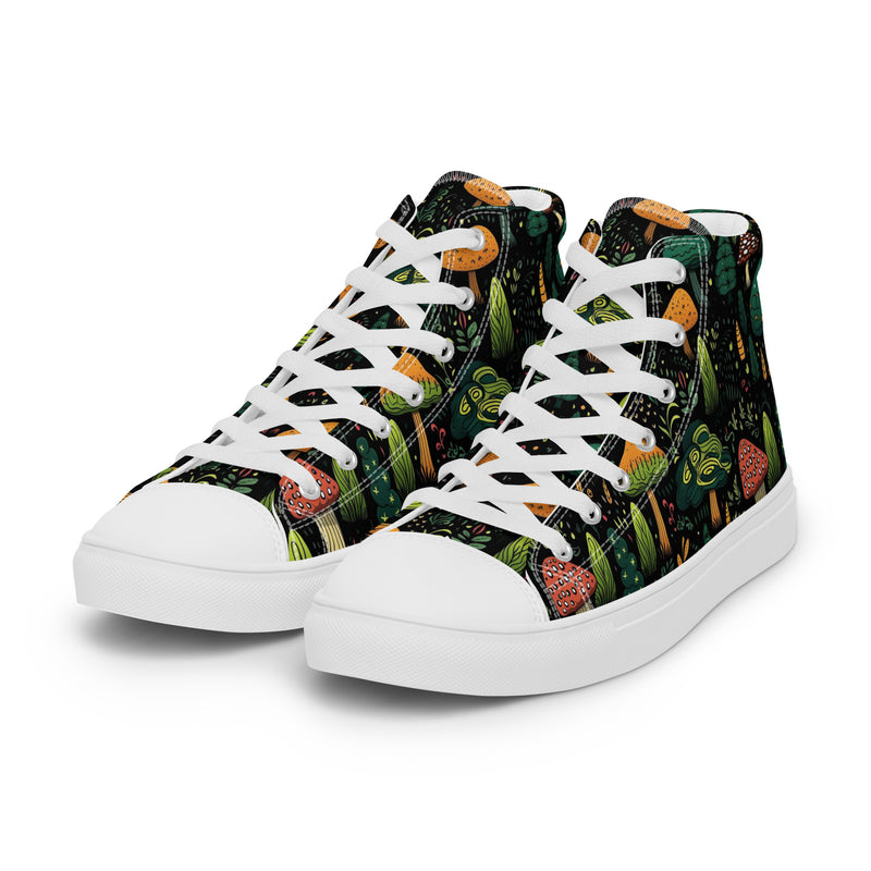 Forest Mushroom High Top #143 - Back View | HA!LO Canvas Sneakers