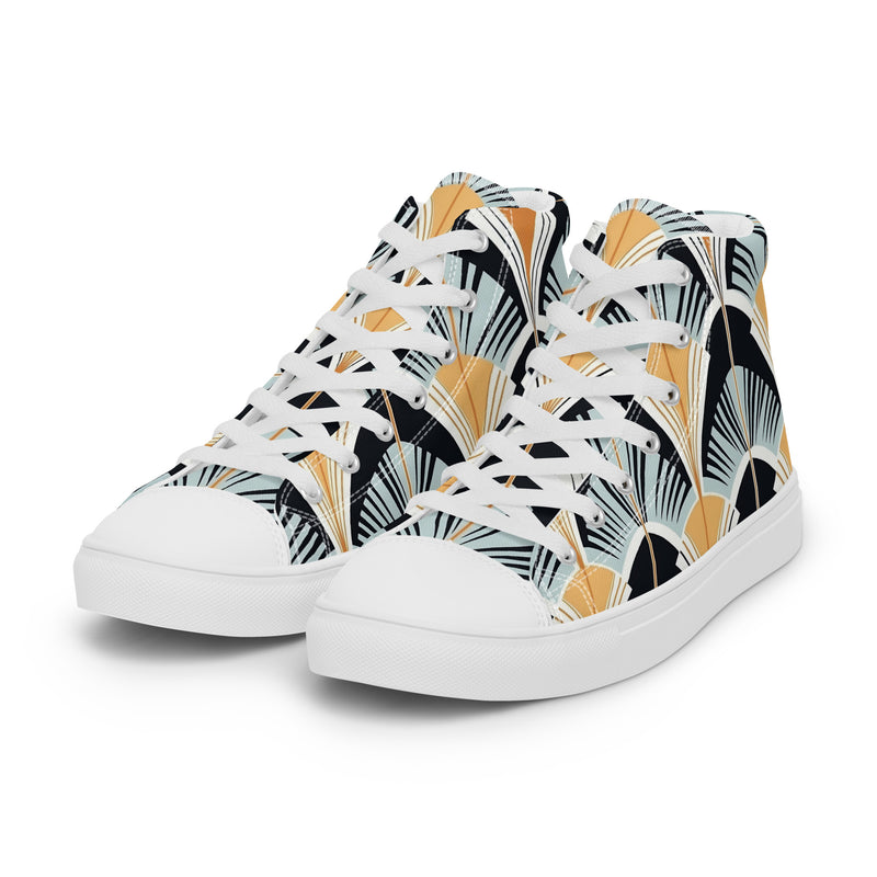 Art Deco Fan High Top #144 - Back View | HA!LO Canvas Sneakers