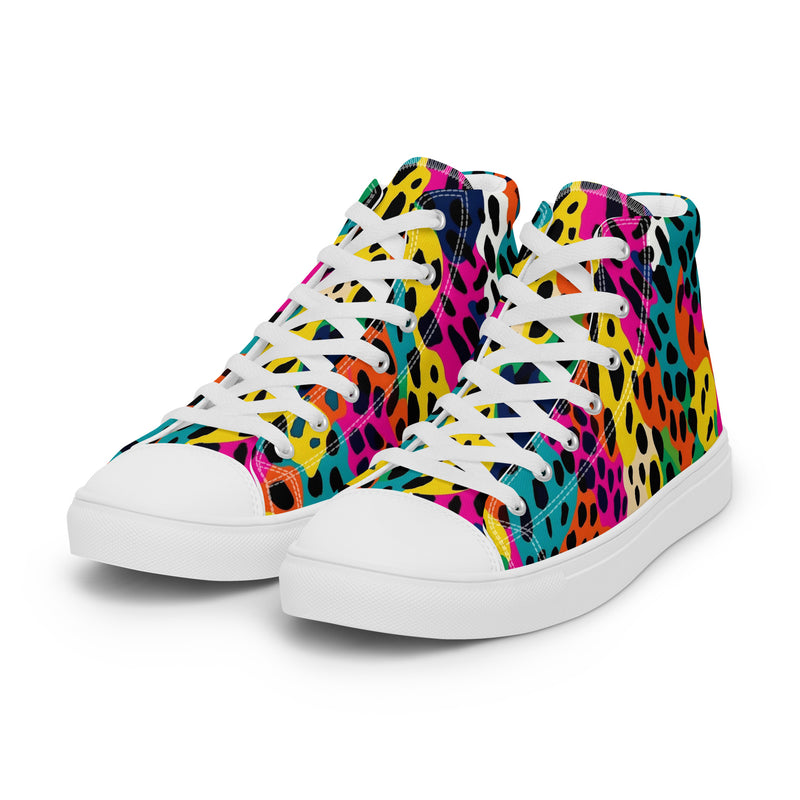 Rainbow Leopard High Top #147 - Back View | HA!LO Canvas Sneakers