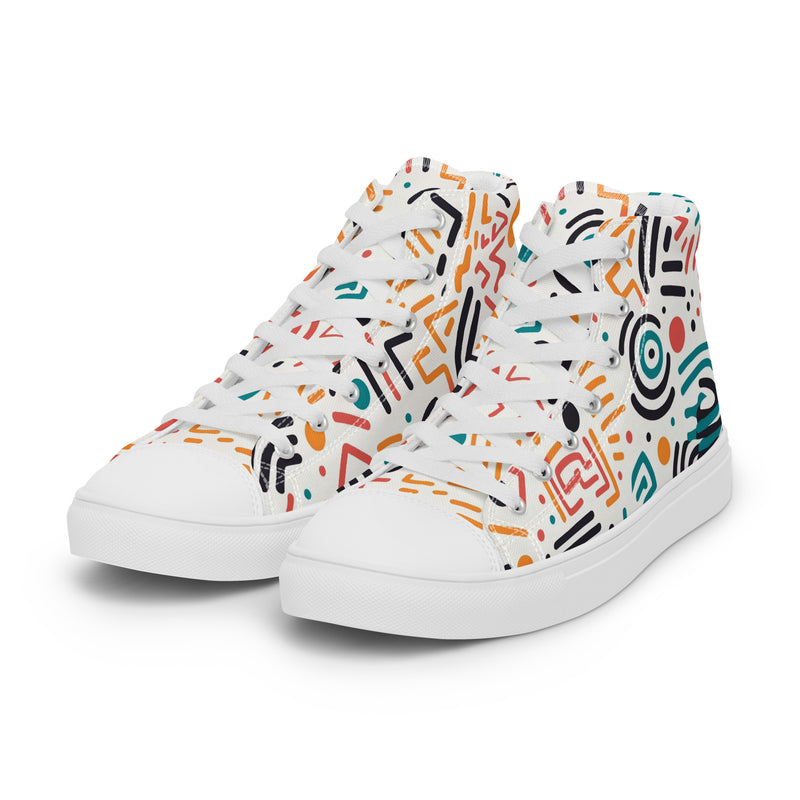 Geo Mix High Top #150 - Back View | HA!LO Canvas Sneakers