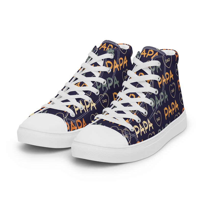 Papa Navy High Top #172 - Back View | HA!LO Canvas Sneakers