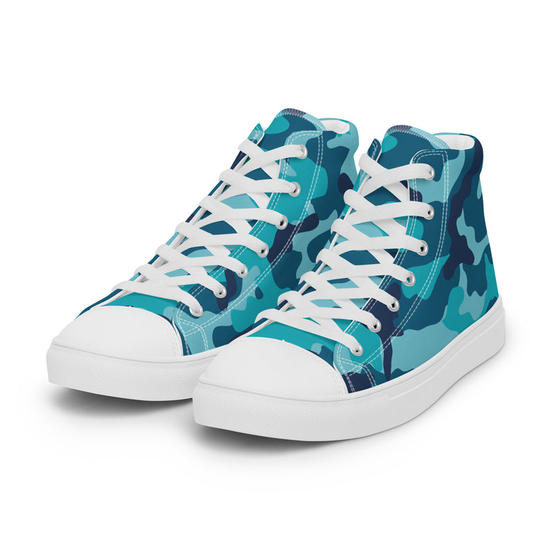 Blue Camo High Top #178 - Back View | HA!LO Canvas Sneakers