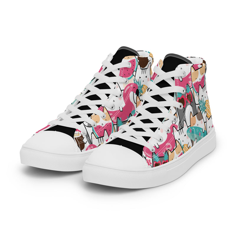 Llama Party High Top #182 - Back View | HA!LO Canvas Sneakers