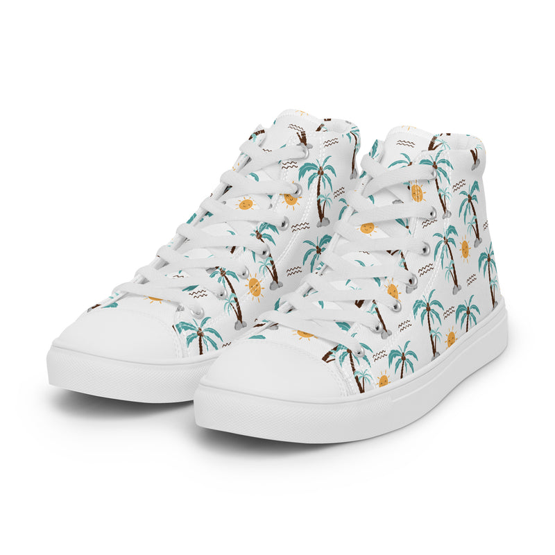 Palm Tree High Top #189 - Back View | HA!LO Canvas Sneakers