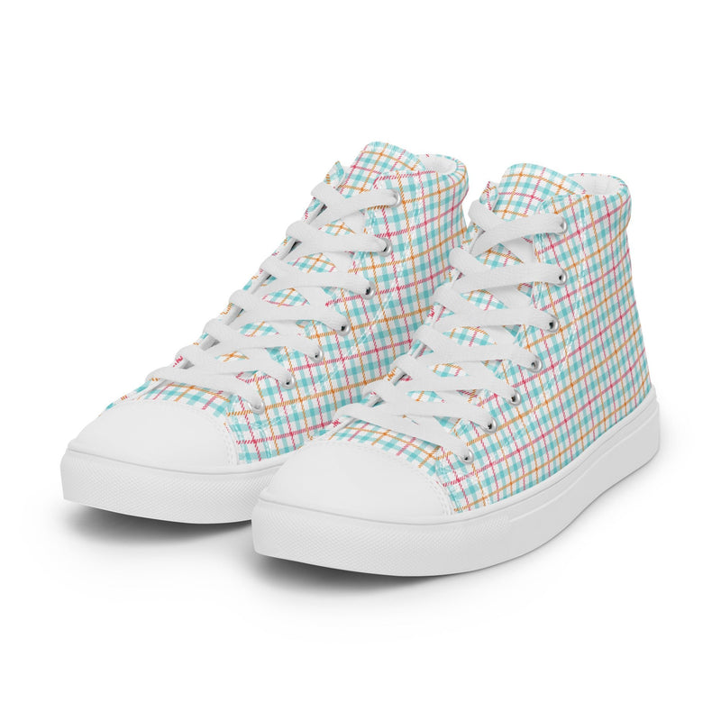 Pastel Check High Top #193 - Close Up Detail | HA!LO Canvas Sneakers