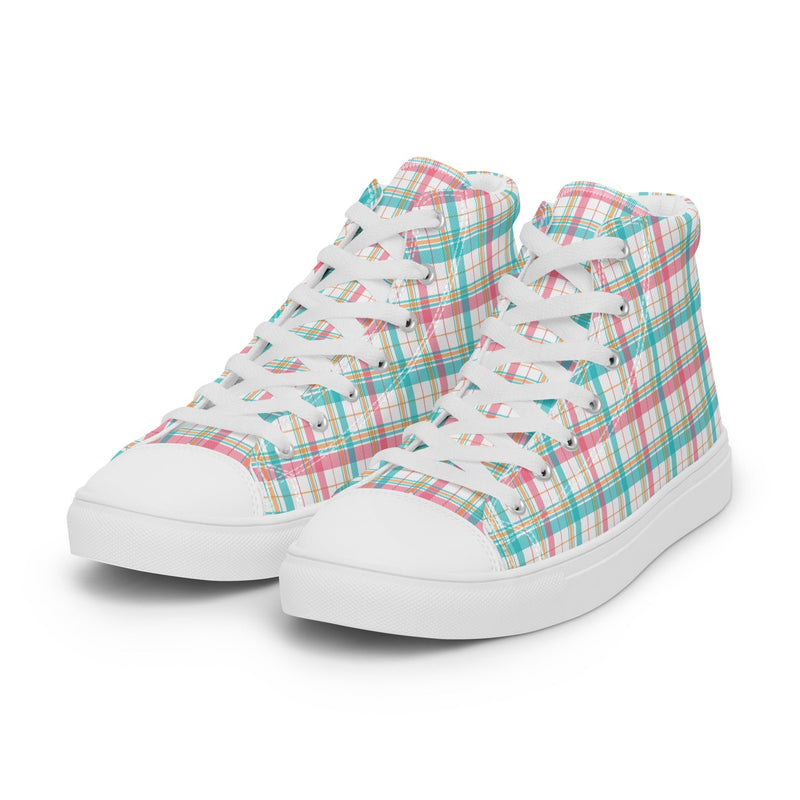 Mint Plaid High Top #199 - Back View | HA!LO Canvas Sneakers