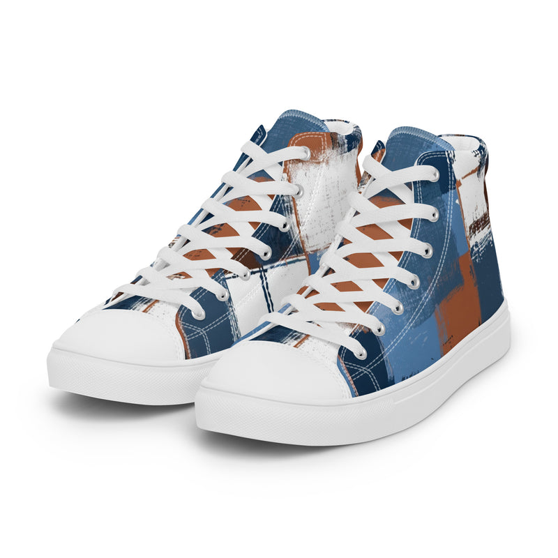 Denim Plaid High Top #228 - Back View | HA!LO Canvas Sneakers