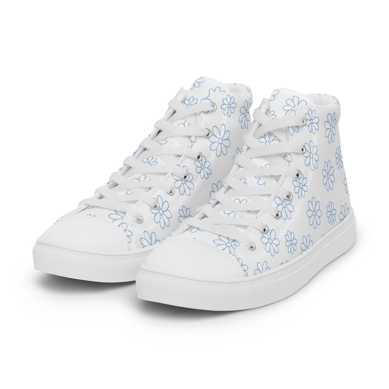 White Daisy High Top #235 - Back View | HA!LO Canvas Sneakers