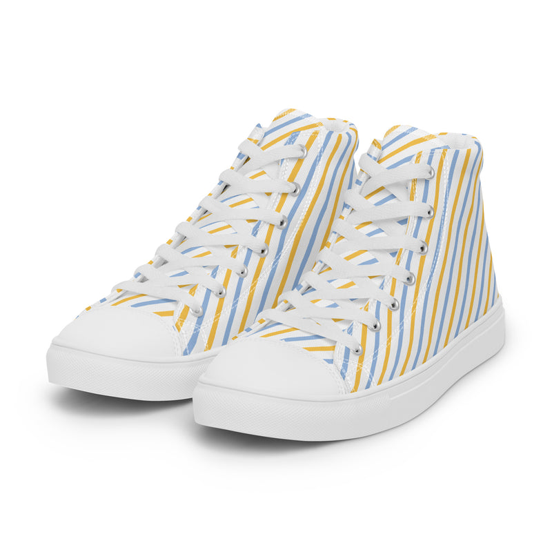 Sunshine Stripe High Top #236 - Back View | HA!LO Canvas Sneakers