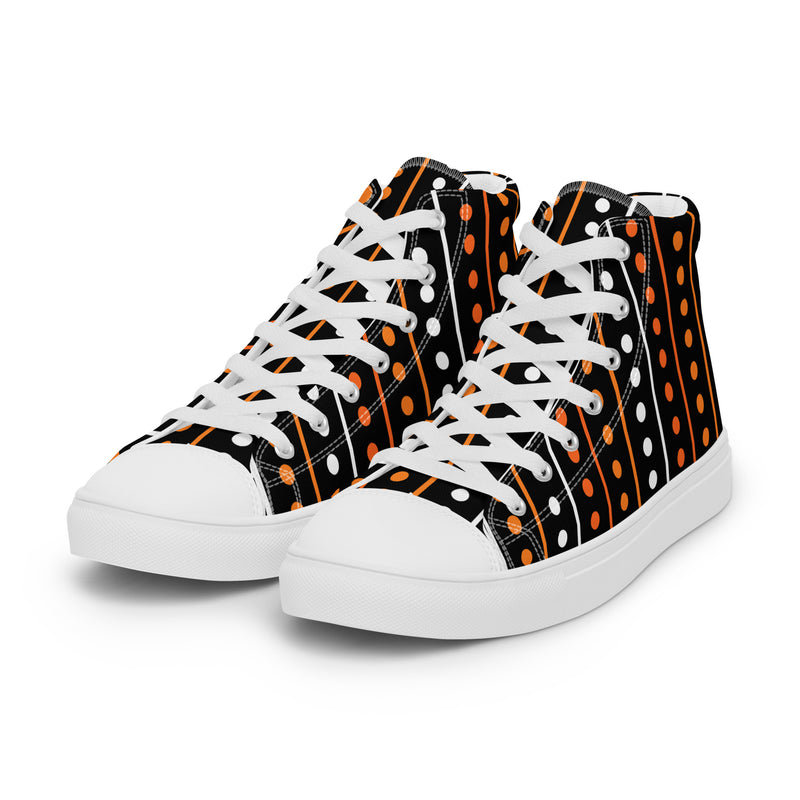 Halloween Dot Stripe High Top #249 - Back View | HA!LO Canvas Sneakers